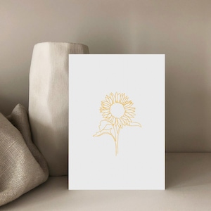 Zonnebloem, ansichtkaart zonnebloem, kaart voor verjaardag, kaartcadeau, bloemenkaart, wenskaart, cadeaukaart, bloemen, DinA6