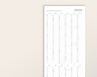 Wandkalender 2024, Kalender mit Klebepunkten, Kalenderposter, Jahresplaner, langer Kalender, Jahresübersicht, 29,7 x 84,1