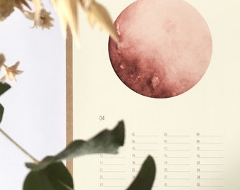 CALENDAR A4, birthday calendar, moon calendar, watercolors, art print, ongoing, perpetual