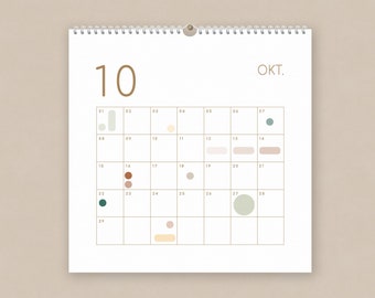 Calendrier d'anniversaire, calendrier avec pastilles adhésives, indépendant de l'année, calendrier perpétuel, carré, reliure à anneaux, 30 x 30 cm