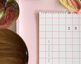 Grote kalender voor 2027, roze kalender, wandkalender voor 2027, grote wandkalender, maandkalender, rasterkalender, familiekalender, 2 maten