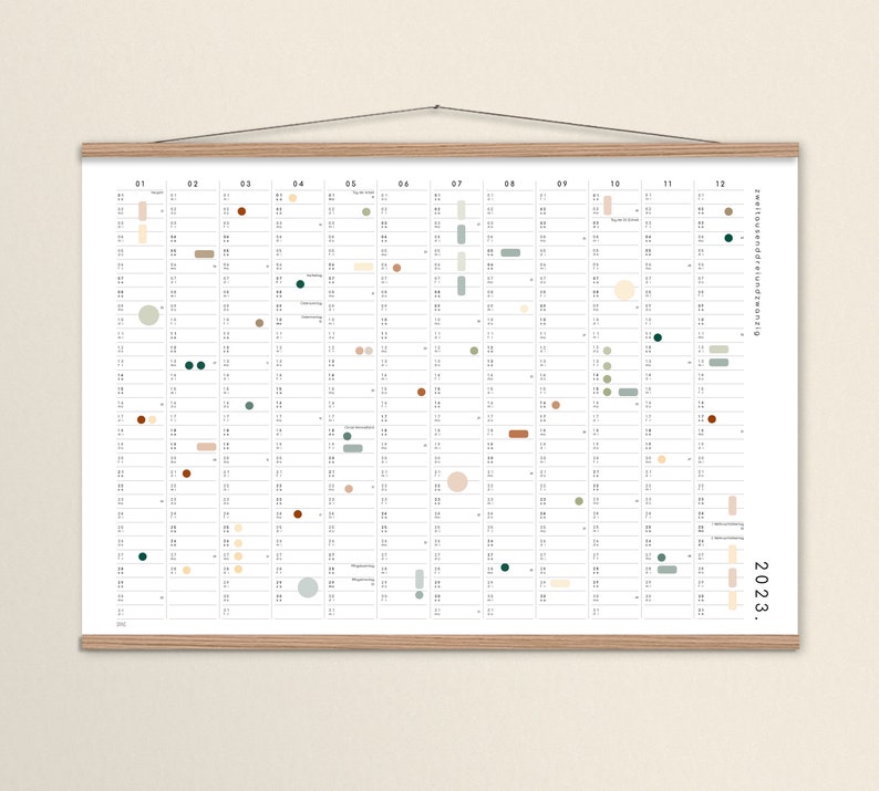 Annual planner A2/A1 with adhesive dots 2024, calendar with stickers, annual overview, large calendar, calendar poster, wall calendar image 2