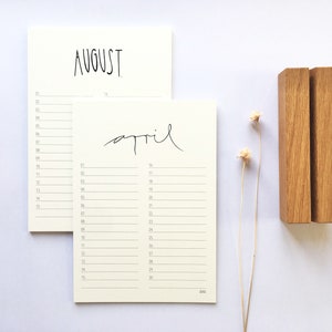 KALENDERPAGINA'S Verjaardagskalender, met designclip of klembord, bureaukalender, formaat DIN A5, A4, A3