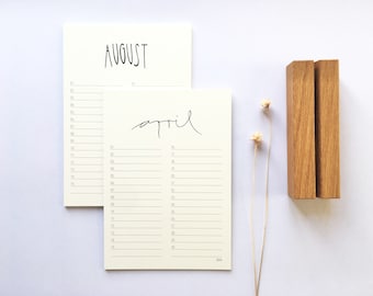 KALENDERSEITEN Geburtstagskalender, mit Designklammer oder Klemmbrett, Tischkalender, Format DIN A5, A4, A3