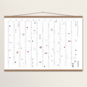 Annual planner A2/A1 with adhesive dots 2024, calendar with stickers, annual overview, large calendar, calendar poster, wall calendar