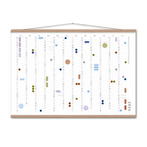 Jahresplaner A2/A1 mit Klebepunkten 2026 , Kalender mit Aufklebern, Jahresübersicht, großer Kalender, Kalenderposter, Wandkalender