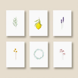 CARTE POSTALE jeu de 6 cartes, mélange de cartes postales, cartes de vœux, cartes cadeaux, cartes de fleurs, cartes de plantes, 6 cartes postales par jeu, en DIN A6
