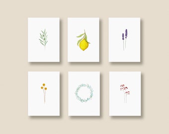 POSTCARD set da 6 cartoline, mix di cartoline, biglietti di auguri, biglietti regalo, biglietti di fiori, biglietti di piante, 6 cartoline per set, in DIN A6