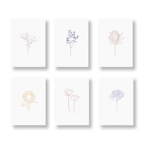 POSTCARD set of 6 cards, botany set, greeting cards, gift cards, flower cards, plant cards, 6 postcards per set, in DIN A6