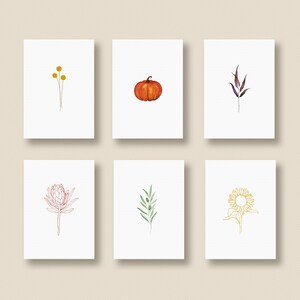 Conjunto de 6 cartões postais, conjunto de outono, cartões de felicitações florais, cartões de presente, cartões de flores, cartões de plantas, 6 cartões postais por conjunto, em DIN A6