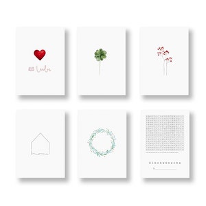 POSTKARTEN-Set aus 6 Karten, Postkarten-Mix, Grußkarten, Geschenkkarten, Blumenkarten, Pflanzen Karten, 6 Postkarten pro Set, in DIN A6 GLückwünsche - Set