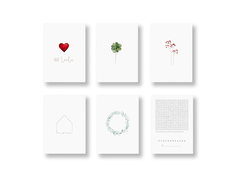 POSTCARD SET of 6 cards, botany set, greeting cards, gift cards, flower cards, plant cards, 6 postcards per set, in DIN A6 GLückwünsche - Set