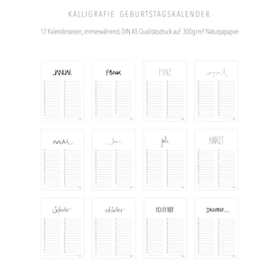 CALENDAR PAGES Birthday calendar, with design clip or clipboard, desk calendar, format DIN A5, A4, A3 image 9