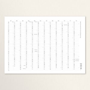 Annual planner A2/A1 with adhesive dots 2024, calendar with stickers, annual overview, large calendar, calendar poster, wall calendar ohne Posterleisten