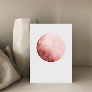 Cartolina LUNA, globo, BIRTHDAY CARD, image CIRCLE, astratto, baby card, minimalista, acquerello, rosa antico, Din A6