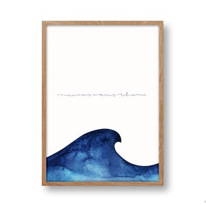 Póster marino en DIN A4 y DIN A3 | Ola | Océano | Sonido marino | Azul oscuro | Póster marino | Póster de acuarela | Lámina artística
