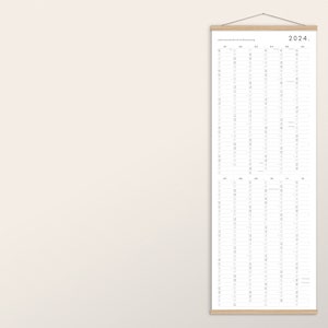 Calendar with stickers 2024, calendar with adhesive dots, calendar poster, year planner, long calendar, year overview, 29.7 x 84.1 KAL24+Holzleiste