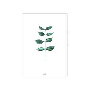 Carta botanica, mini poster, foglie, ramo, motivo naturale, motivo vegetale, poster acquerello, stampa, Din A5