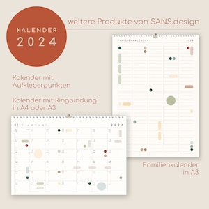 Annual planner A2/A1 with adhesive dots 2024, calendar with stickers, annual overview, large calendar, calendar poster, wall calendar image 10