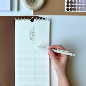 Calendario dei compleanni con motivi floreali, calendario ad anelli, calendario floreale, calendario perpetuo su carta naturale bianca