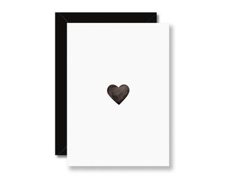 Mourning card heart, funeral card, condolence card, sympathy, heartfelt condolences, condolence card, discreet, black and white, folding card, A6