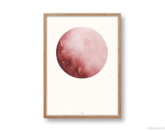 Moon Poster A4 | Poster Circle | abstract | geometrically | Aqaurellmond | Aqaurell | Wall poster | decoration