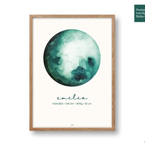 Póster de nacimiento, Póster de nombre de bebé, Luna de póster de bebé, Nacimiento de regalo, Póster de bebé personalizado, Regalo para el nacimiento, Anuncio de nacimiento, Din A4