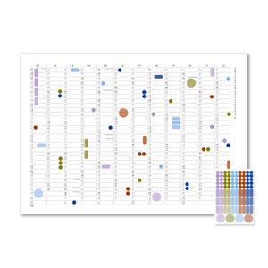 Agenda annuel A2/A1 avec pastilles adhésives, calendrier 2027, calendrier avec autocollants, aperçu de l'année, poster calendrier, grand calendrier mural, calendrier image 2