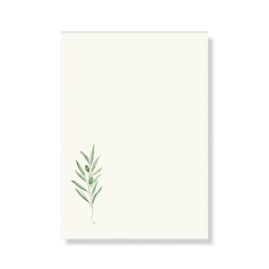 NOTEPAD Olive branch, olive, pad, notepad, to-do list, list pad, paper pad, floral, botanical, Din A6, 50 sheets