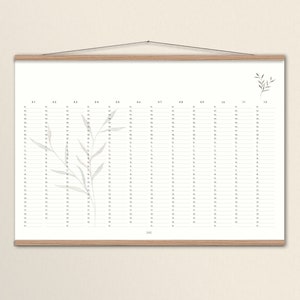 perpetual birthday calendar, continuous calendar, annual overview, annual, floral, Din A2 & A3