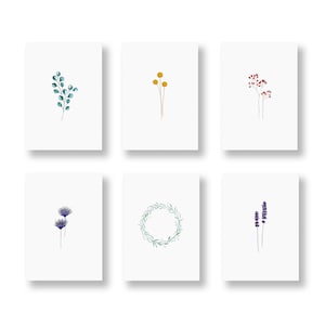 POSTKARTEN-Set aus 6 Karten, Postkarten-Mix, Grußkarten, Geschenkkarten, Blumenkarten, Pflanzen Karten, 6 Postkarten pro Set, in DIN A6 Floral - Set
