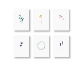 CARTOLINA set da 6 cartoline, set floreale, biglietti d'auguri floreali, biglietti regalo, biglietti floreali, biglietti vegetali, 6 cartoline per set, in DIN A6