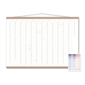 Planificador anual A2/A1 con puntos adhesivos 2025, calendario con pegatinas, resumen anual, calendario grande, cartel calendario, calendario de pared