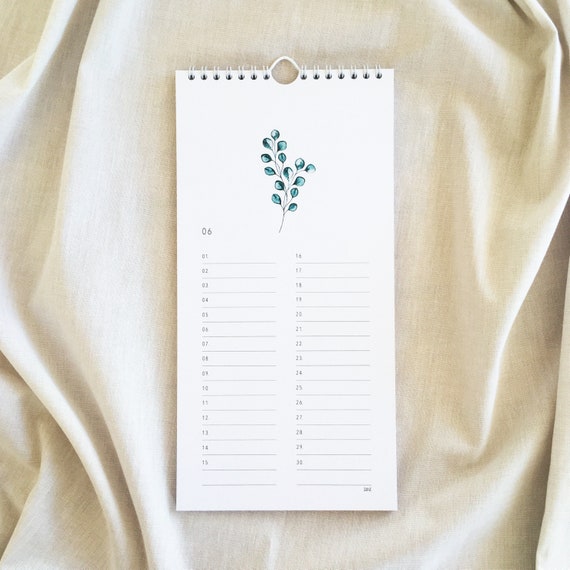 Calendrier d'anniversaire avec motifs floraux, calendrier avec reliure à  anneaux, calendrier fleuri, calendrier perpétuel sur papier recyclé blanc -   France