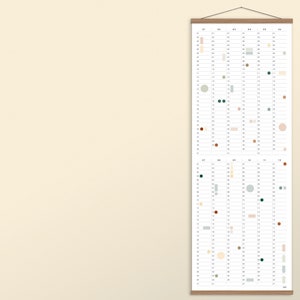 Birthday calendar with stickers, perpetual, calendar with adhesive dots, annual planner continuous, long calendar poster, 29.7 x 84.1 image 2