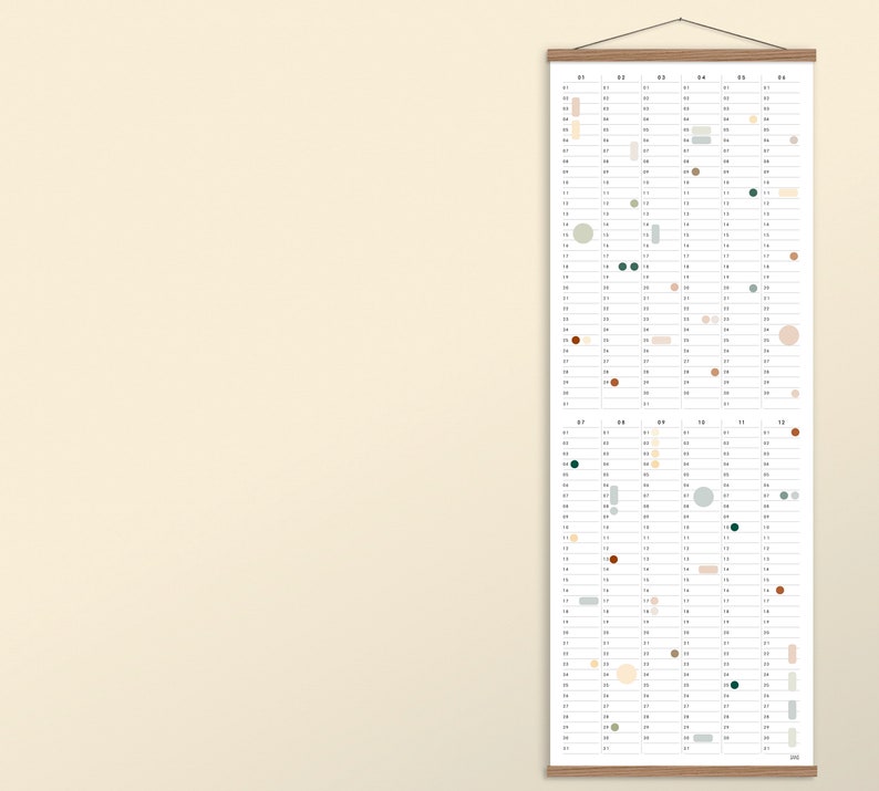 Birthday calendar with stickers, perpetual, calendar with adhesive dots, annual planner continuous, long calendar poster, 29.7 x 84.1 image 2