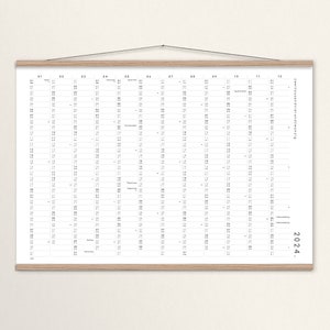 Annual planner A2/A1 with adhesive dots 2024, calendar with stickers, annual overview, large calendar, calendar poster, wall calendar mit Posterleisten