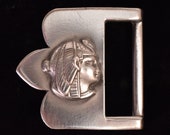 1978 Pharaoh Egyptian Mummy Sphinx Hieroglyph Vintage Pewter Belt Buckle - Artist Signed quot Elias quot