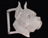 1984 Rawcliffe Pewter Small Women 39 s Ladies Boxer Dog Vintage Belt Buckle - P. Davis