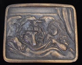 Little Red Riding Hood Big Bad Wolf Vintage Belt Buckle - Indiana Metal Craft