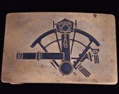 Sextant Sailing Navigator By Stars Solid Brass Vintage Belt Buckle - Ampersand Brass Kalamazoo Michigan