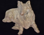 1978 Collie Solid Brass Vintage Belt Buckle