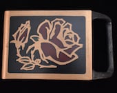 Tech Ether Guild quot Tea Rose quot Solid Brass Vintage Belt Buckle - 1978