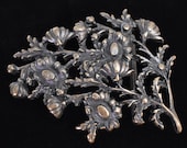 Rose Bush Flower Vintage Solid Brass Belt Buckle - Made in Italy Nbel