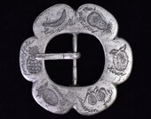 Fruits Traditional Style Lost Wax Cast Vintage Belt Buckle - Hallmarked quot R quot - Banana Pineapple Kiwi Passionfruit Mango
