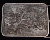 1974 Cheshire Cat Alice in Wonderland Vintage Pewter Belt Buckle - Bergamot Brass Works