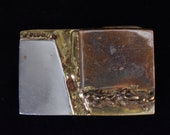 1984 David Mills Bowman Handmade Abstract Brutalist Brass Vintage Belt Buckle