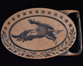 Tech Ether Guild quot Bald Eagle quot Solid Brass Vintage Belt Buckle - 1975