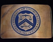 Federal Law Enforcement Training Center Solid Brass Vintage Belt Buckle - 1980 39 s Ampersand Brass Kalamazoo Michigan