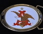 1986 Anheuser-Busch, Inc. Eagle Logo Emblem Solid Brass Vintage Belt Buckle